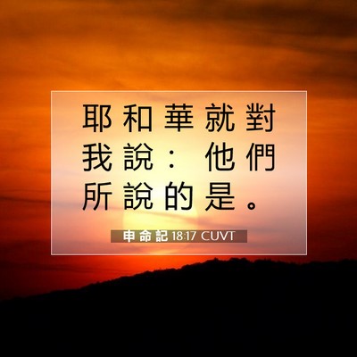 Picture 07 - 申 命 記 18:17 CUVT - 耶 和 華 就 對 我 說 ： 他 們 所 說 - Bible Verse Picture