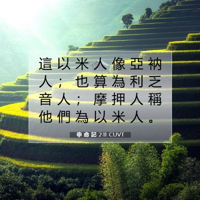 Picture 07 - 申 命 記 2:11 CUVT - 這 以 米 人 像 亞 衲 人 ； 也 算 為 - Bible Verse Picture