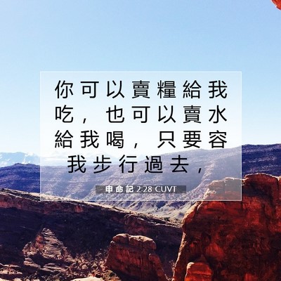 Picture 07 - 申 命 記 2:28 CUVT - 你 可 以 賣 糧 給 我 吃 ， 也 可 以 - Bible Verse Picture