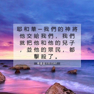 Picture 07 - 申 命 記 2:33 CUVT - 耶 和 華 ─ 我 們 的 神 將 他 交 給 - Bible Verse Picture