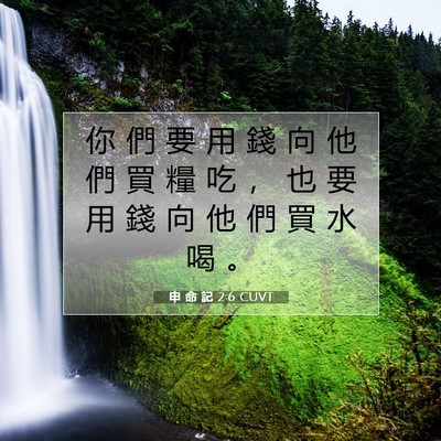 Picture 07 - 申 命 記 2:6 CUVT - 你 們 要 用 錢 向 他 們 買 糧 吃 ， - Bible Verse Picture