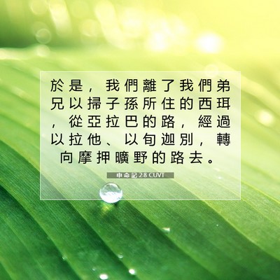 Picture 07 - 申 命 記 2:8 CUVT - 於 是 ， 我 們 離 了 我 們 弟 兄 以 - Bible Verse Picture