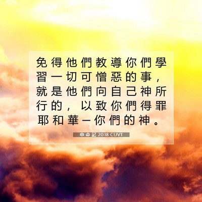 Picture 07 - 申 命 記 20:18 CUVT - 免 得 他 們 教 導 你 們 學 習 一 切 - Bible Verse Picture