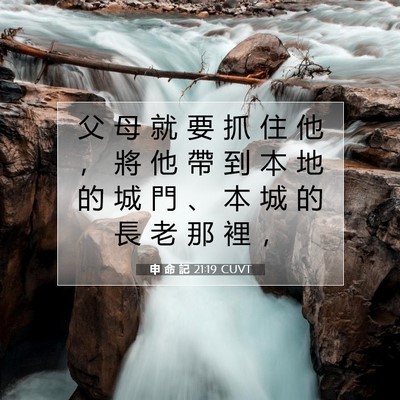 Picture 07 - 申 命 記 21:19 CUVT - 父 母 就 要 抓 住 他 ， 將 他 帶 到 - Bible Verse Picture