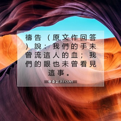 Picture 07 - 申 命 記 21:7 CUVT - 禱 告 （ 原 文 作 回 答 ） 說 ： 我 - Bible Verse Picture