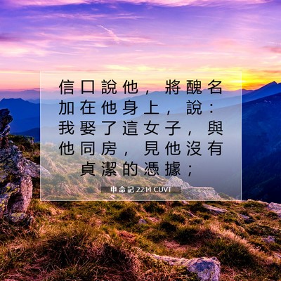 Picture 07 - 申 命 記 22:14 CUVT - 信 口 說 他 ， 將 醜 名 加 在 他 身 - Bible Verse Picture