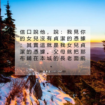 Picture 07 - 申 命 記 22:17 CUVT - 信 口 說 他 ， 說 ： 我 見 你 的 女 - Bible Verse Picture