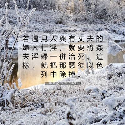 Picture 07 - 申 命 記 22:22 CUVT - 若 遇 見 人 與 有 丈 夫 的 婦 人 行 - Bible Verse Picture