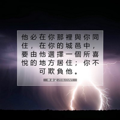 Picture 07 - 申 命 記 23:16 CUVT - 他 必 在 你 那 裡 與 你 同 住 ， 在 - Bible Verse Picture