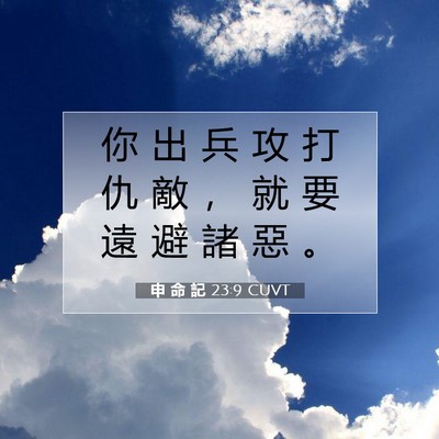 Picture 07 - 申 命 記 23:9 CUVT - 你 出 兵 攻 打 仇 敵 ， 就 要 遠 避 - Bible Verse Picture