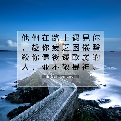 Picture 07 - 申 命 記 25:18 CUVT - 他 們 在 路 上 遇 見 你 ， 趁 你 疲 - Bible Verse Picture