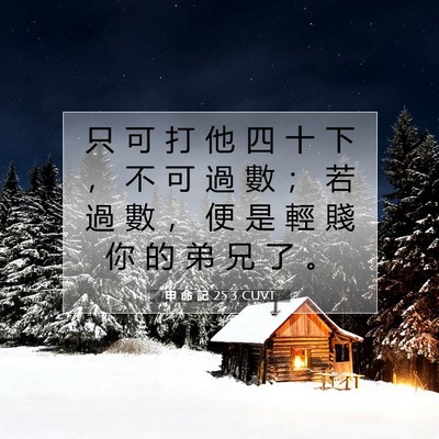 Picture 07 - 申 命 記 25:3 CUVT - 只 可 打 他 四 十 下 ， 不 可 過 數 - Bible Verse Picture