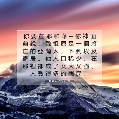 Picture 07 - 申 命 記 26:5 CUVT - 你 要 在 耶 和 華 ─ 你 神 面 前 說 - Bible Verse Picture