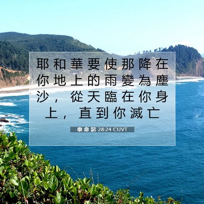 Picture 07 - 申 命 記 28:24 CUVT - 耶 和 華 要 使 那 降 在 你 地 上 的 - Bible Verse Picture