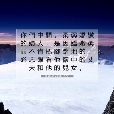 Picture 07 - 申 命 記 28:56 CUVT - 你 們 中 間 ， 柔 弱 嬌 嫩 的 婦 人 - Bible Verse Picture