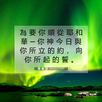 Picture 07 - 申 命 記 29:12 CUVT - 為 要 你 順 從 耶 和 華 ─ 你 神 今 - Bible Verse Picture