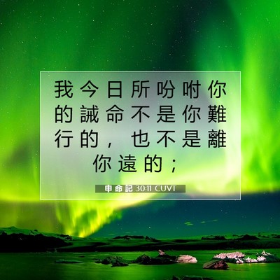 Picture 07 - 申 命 記 30:11 CUVT - 我 今 日 所 吩 咐 你 的 誡 命 不 是 - Bible Verse Picture
