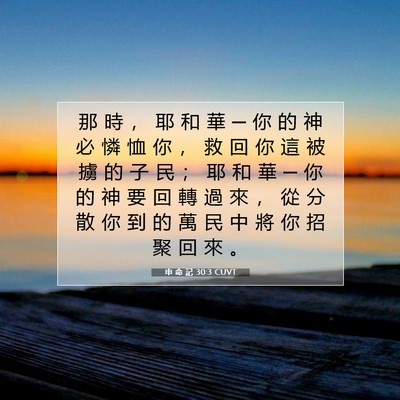 Picture 07 - 申 命 記 30:3 CUVT - 那 時 ， 耶 和 華 ─ 你 的 神 必 憐 - Bible Verse Picture