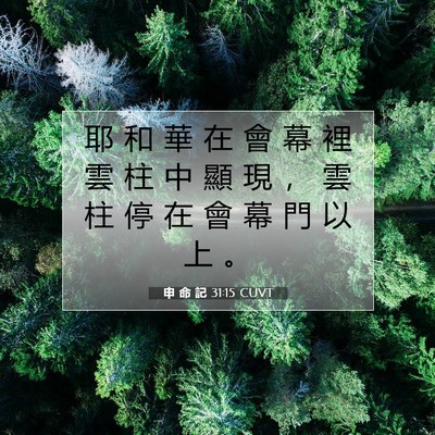 Picture 07 - 申 命 記 31:15 CUVT - 耶 和 華 在 會 幕 裡 雲 柱 中 顯 現 - Bible Verse Picture
