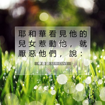 Picture 07 - 申 命 記 32:19 CUVT - 耶 和 華 看 見 他 的 兒 女 惹 動 他 - Bible Verse Picture