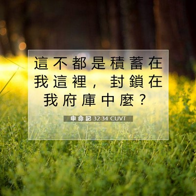 Picture 07 - 申 命 記 32:34 CUVT - 這 不 都 是 積 蓄 在 我 這 裡 ， 封 - Bible Verse Picture