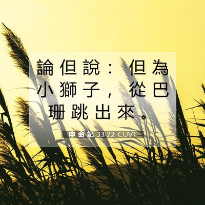 Picture 07 - 申 命 記 33:22 CUVT - 論 但 說 ： 但 為 小 獅 子 ， 從 巴 - Bible Verse Picture