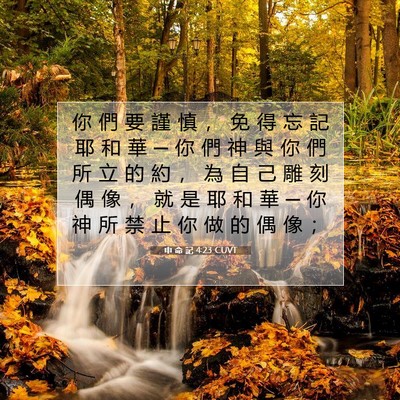 Picture 07 - 申 命 記 4:23 CUVT - 你 們 要 謹 慎 ， 免 得 忘 記 耶 和 - Bible Verse Picture