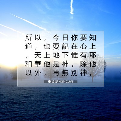 Picture 07 - 申 命 記 4:39 CUVT - 所 以 ， 今 日 你 要 知 道 ， 也 要 - Bible Verse Picture