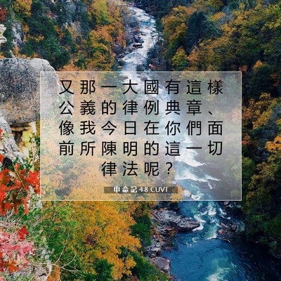 Picture 07 - 申 命 記 4:8 CUVT - 又 那 一 大 國 有 這 樣 公 義 的 律 - Bible Verse Picture