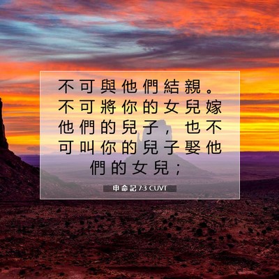 Picture 07 - 申 命 記 7:3 CUVT - 不 可 與 他 們 結 親 。 不 可 將 你 - Bible Verse Picture