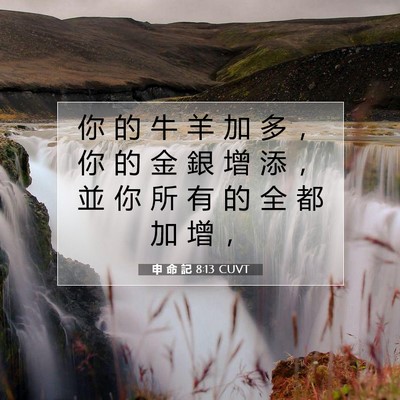 Picture 07 - 申 命 記 8:13 CUVT - 你 的 牛 羊 加 多 ， 你 的 金 銀 增 - Bible Verse Picture