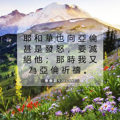 Picture 07 - 申 命 記 9:20 CUVT - 耶 和 華 也 向 亞 倫 甚 是 發 怒 ， - Bible Verse Picture