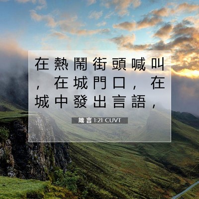 Picture 07 - 箴 言 1:21 CUVT - 在 熱 鬧 街 頭 喊 叫 ， 在 城 門 口 - Bible Verse Picture