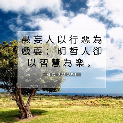 Picture 07 - 箴 言 10:23 CUVT - 愚 妄 人 以 行 惡 為 戲 耍 ； 明 哲 - Bible Verse Picture