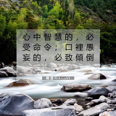 Picture 07 - 箴 言 10:8 CUVT - 心 中 智 慧 的 ， 必 受 命 令 ； 口 - Bible Verse Picture