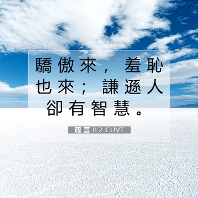 Picture 07 - 箴 言 11:2 CUVT - 驕 傲 來 ， 羞 恥 也 來 ； 謙 遜 人 - Bible Verse Picture