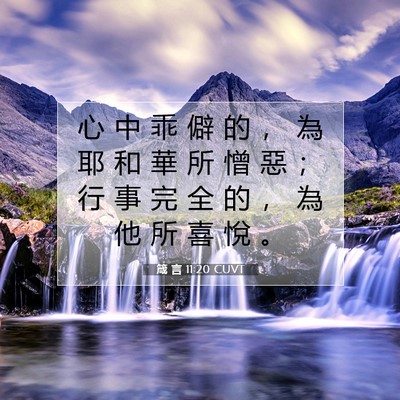 Picture 07 - 箴 言 11:20 CUVT - 心 中 乖 僻 的 ， 為 耶 和 華 所 憎 - Bible Verse Picture