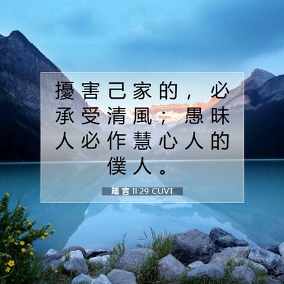 Picture 07 - 箴 言 11:29 CUVT - 擾 害 己 家 的 ， 必 承 受 清 風 ； - Bible Verse Picture