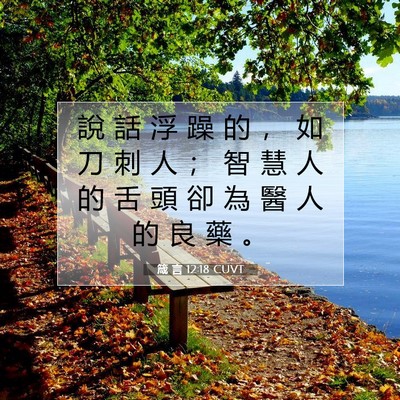 Picture 07 - 箴 言 12:18 CUVT - 說 話 浮 躁 的 ， 如 刀 刺 人 ； 智 - Bible Verse Picture