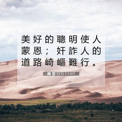 Picture 07 - 箴 言 13:15 CUVT - 美 好 的 聰 明 使 人 蒙 恩 ； 奸 詐 - Bible Verse Picture