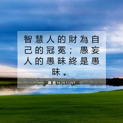 Picture 07 - 箴 言 14:24 CUVT - 智 慧 人 的 財 為 自 己 的 冠 冕 ； - Bible Verse Picture