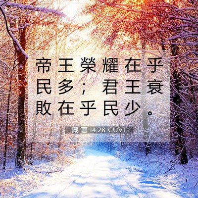 Picture 07 - 箴 言 14:28 CUVT - 帝 王 榮 耀 在 乎 民 多 ； 君 王 衰 - Bible Verse Picture