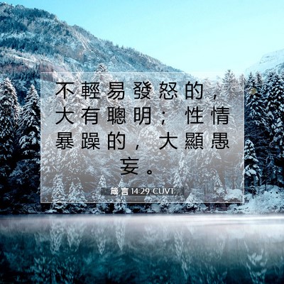 Picture 07 - 箴 言 14:29 CUVT - 不 輕 易 發 怒 的 ， 大 有 聰 明 ； - Bible Verse Picture
