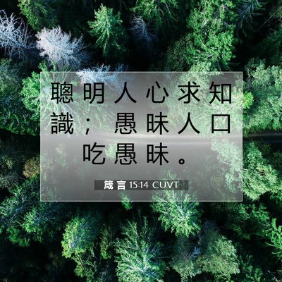 Picture 07 - 箴 言 15:14 CUVT - 聰 明 人 心 求 知 識 ； 愚 昧 人 口 - Bible Verse Picture