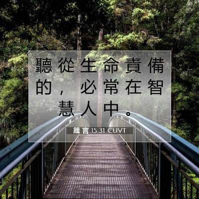 Picture 07 - 箴 言 15:31 CUVT - 聽 從 生 命 責 備 的 ， 必 常 在 智 - Bible Verse Picture