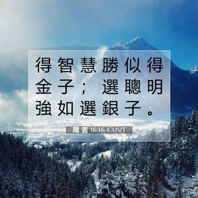 Picture 07 - 箴 言 16:16 CUVT - 得 智 慧 勝 似 得 金 子 ； 選 聰 明 - Bible Verse Picture