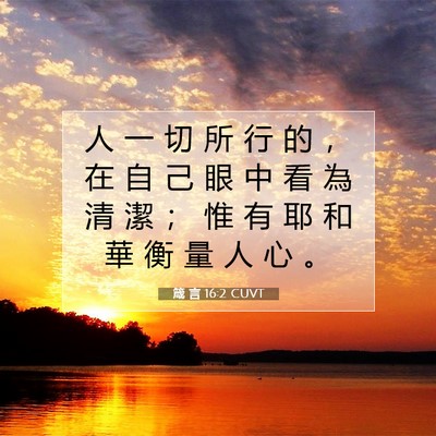 Picture 07 - 箴 言 16:2 CUVT - 人 一 切 所 行 的 ， 在 自 己 眼 中 - Bible Verse Picture