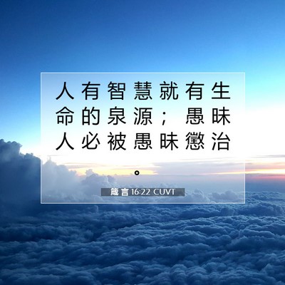 Picture 07 - 箴 言 16:22 CUVT - 人 有 智 慧 就 有 生 命 的 泉 源 ； - Bible Verse Picture