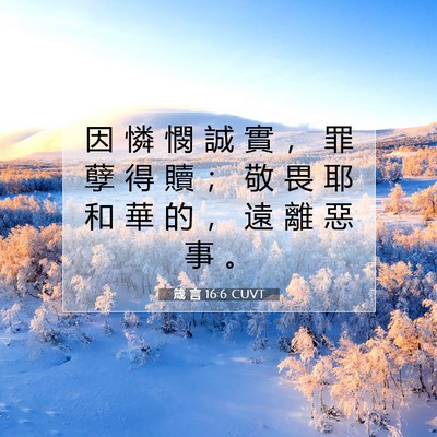 Picture 07 - 箴 言 16:6 CUVT - 因 憐 憫 誠 實 ， 罪 孽 得 贖 ； 敬 - Bible Verse Picture