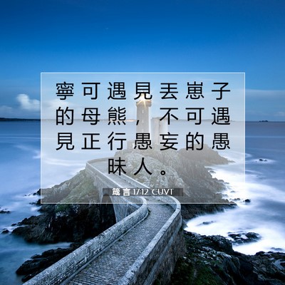 Picture 07 - 箴 言 17:12 CUVT - 寧 可 遇 見 丟 崽 子 的 母 熊 ， 不 - Bible Verse Picture
